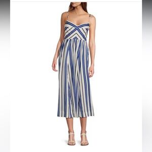 NWT Antonio Melani Kismet Stripe Sweetheart Neckline Sleeveless A-Line Midi Dres